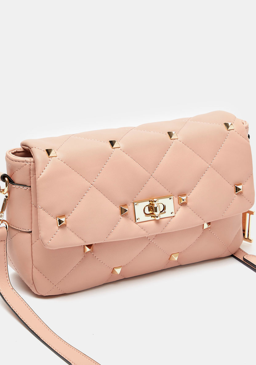 ELLE Embellished Satchel Bag with Detachable Strap and Flap Closure-Women%27s Handbags-image-4