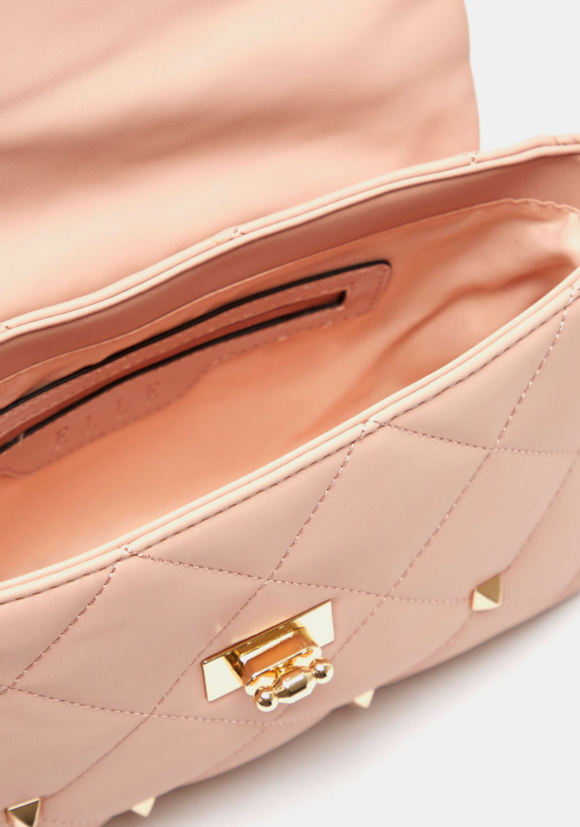 ELLE Embellished Satchel Bag with Detachable Strap and Flap Closure-Women%27s Handbags-image-5