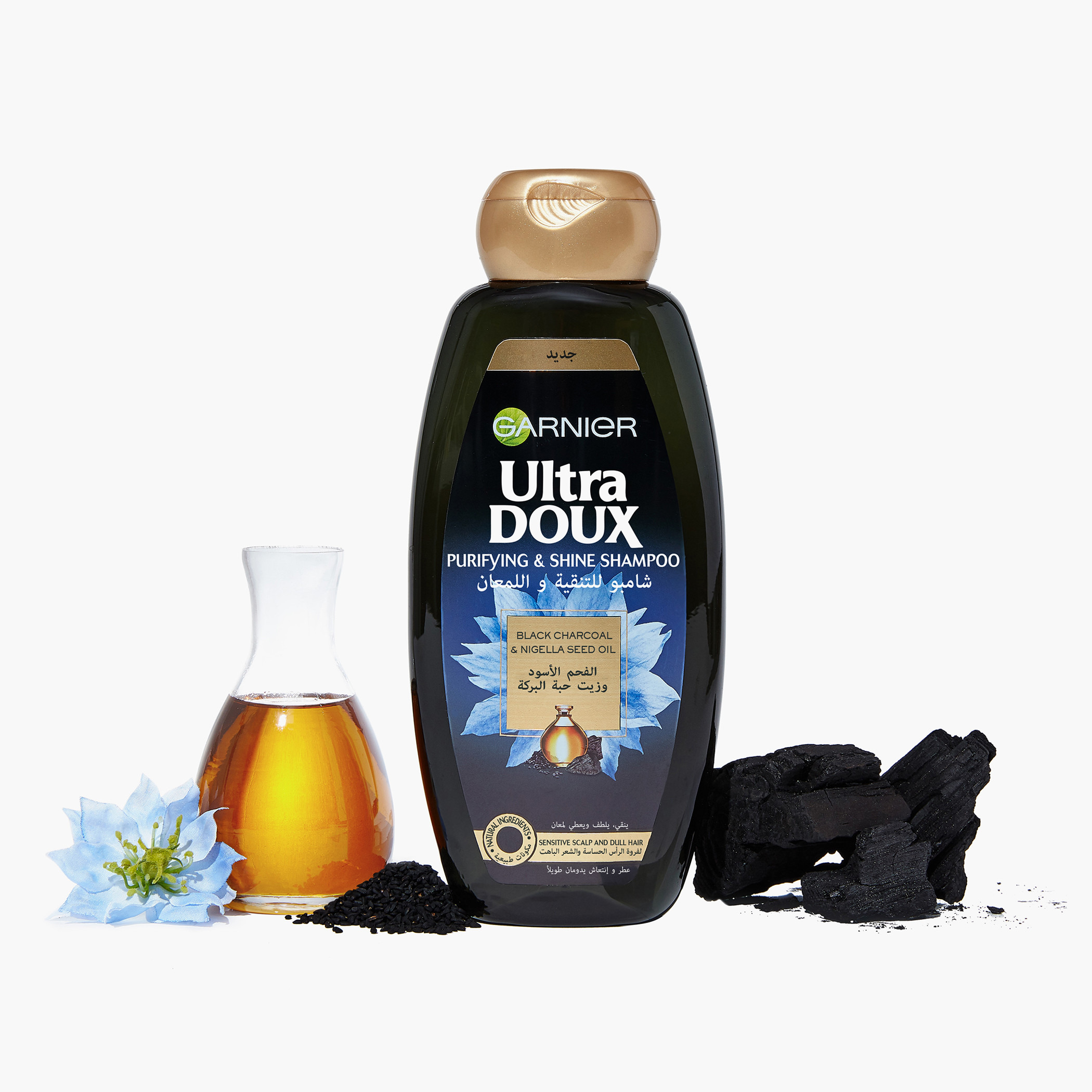 Garnier Ultra Doux Black Charcoal & Nigella Seed Oil Purifying & Shine Shampoo - 400 ml-beautyandpersonalcare-hair-haircare-shampoos-image-2
