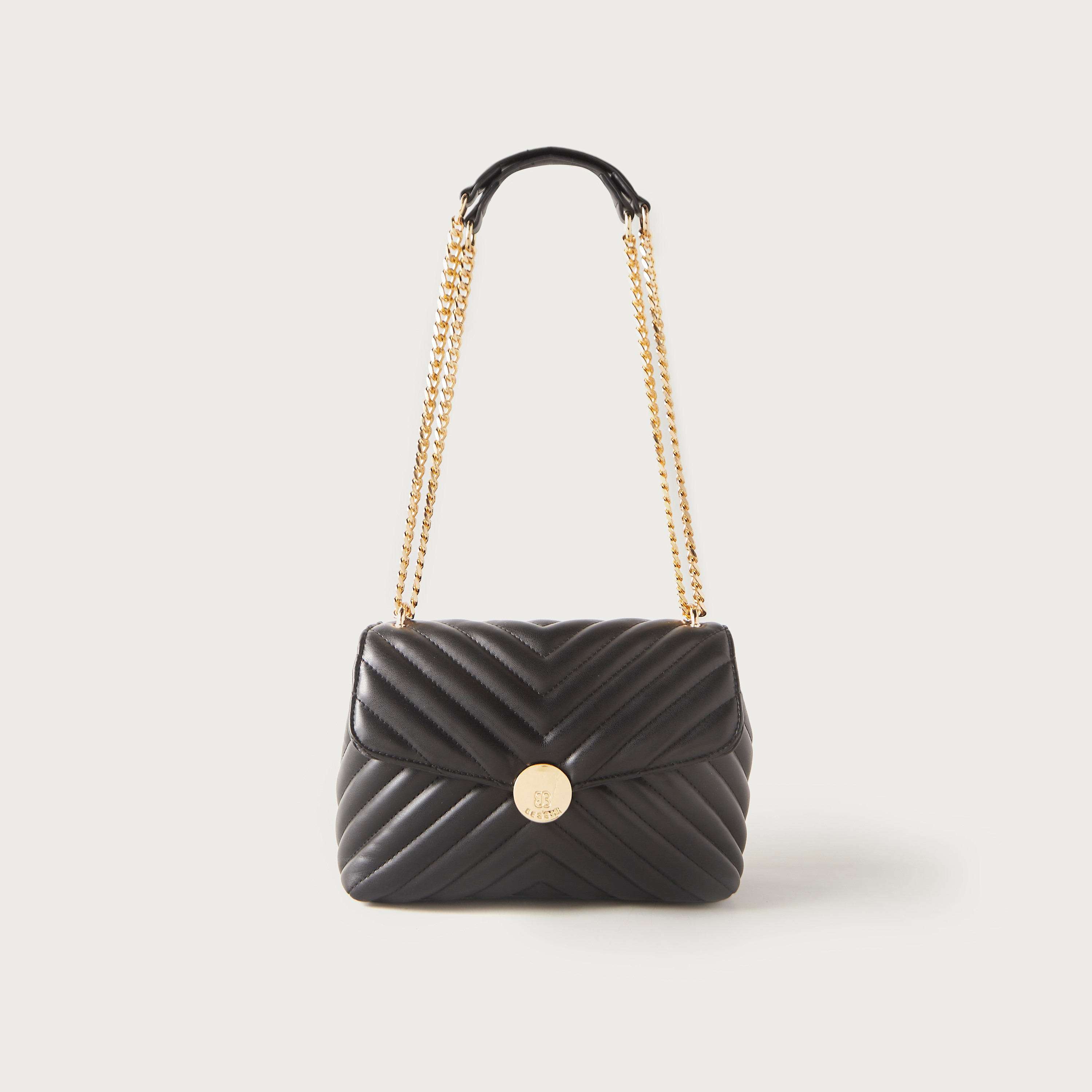 شنطة كروس بودي مبطنة بمقبض مزدوج مزين بسلسلة وطية إغلاق من بيسي لندن-women-bagsandwallets-handbags-image-1