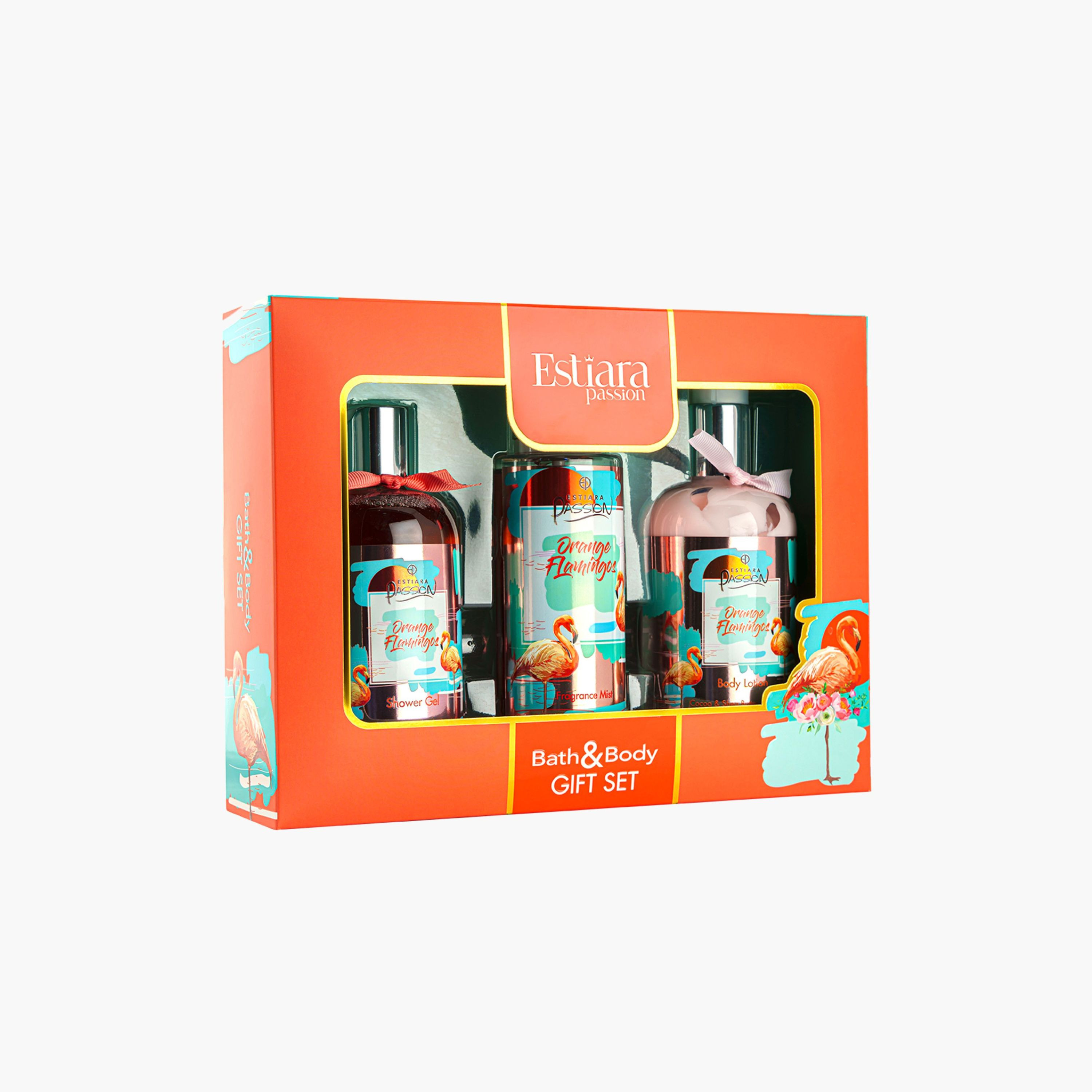 Estiara Passion Orange Flamingo 3-Piece Gift Set-beautyandpersonalcare-bathandbody-giftsets-image-1
