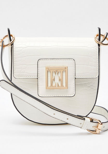 ELLE Animal Textured Crossbody Bag with Adjustable Strap and Flap Closure-Women%27s Handbags-image-0