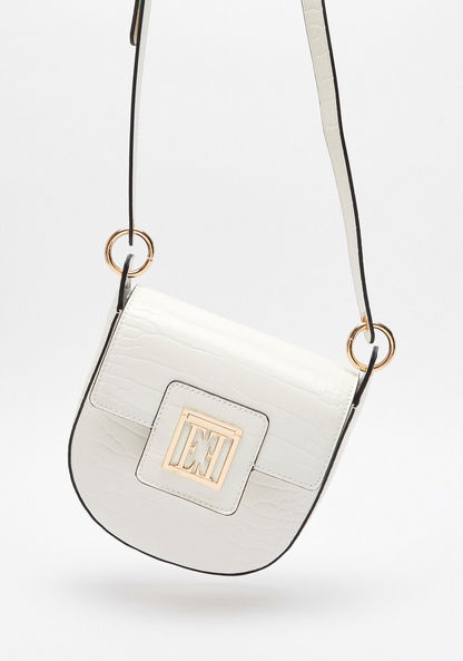 ELLE Animal Textured Crossbody Bag with Adjustable Strap and Flap Closure-Women%27s Handbags-image-1