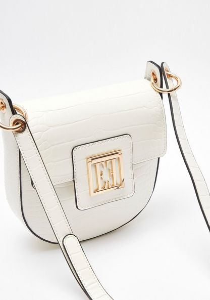 ELLE Animal Textured Crossbody Bag with Adjustable Strap and Flap Closure-Women%27s Handbags-image-2