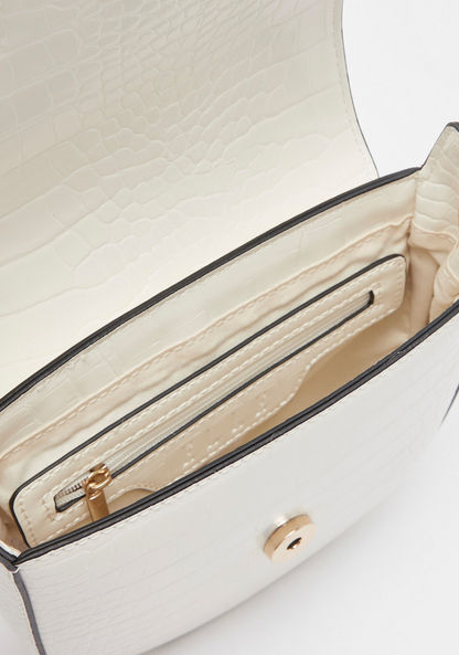 ELLE Animal Textured Crossbody Bag with Adjustable Strap and Flap Closure-Women%27s Handbags-image-4