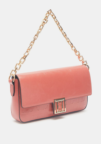 ELLE Embossed Crossbody Bag with Detachable Strap and Flap Closure