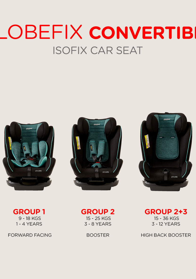 Giggles Globefix 3-in-1 Convertible Car Seat -Black/Teal (Ages 1 to 12 years)-Car Seats-image-3