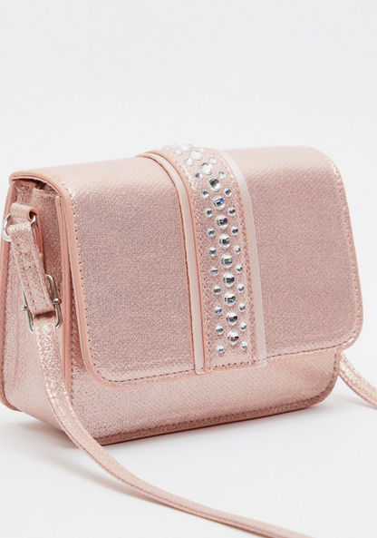 Little Missy Embellished Handbag with Flap Closure