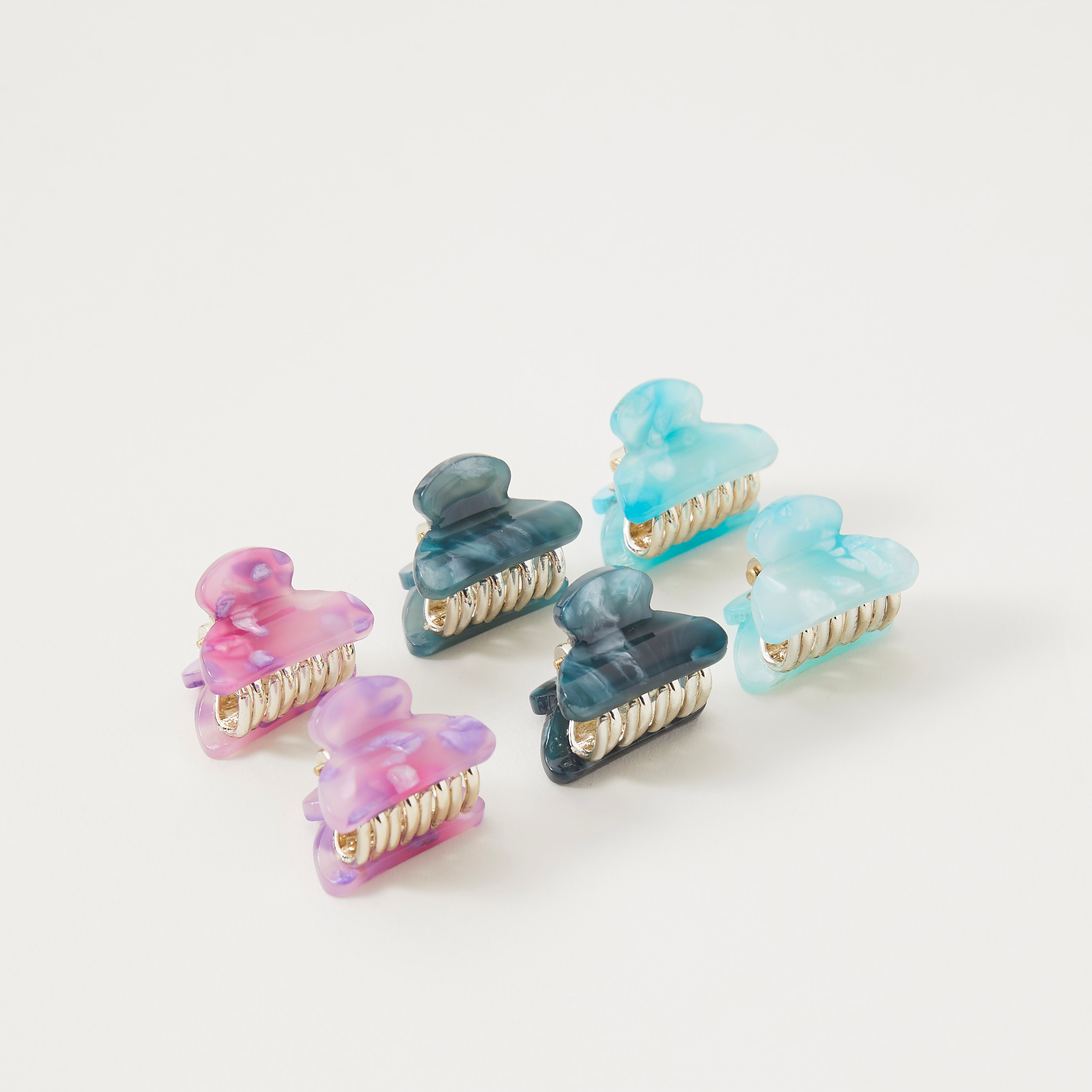 مشابك شعر بتصميم نصف دائرة وطبعات رخامية - طقم من قطعتين-women-hairaccessories-clamps-image-1