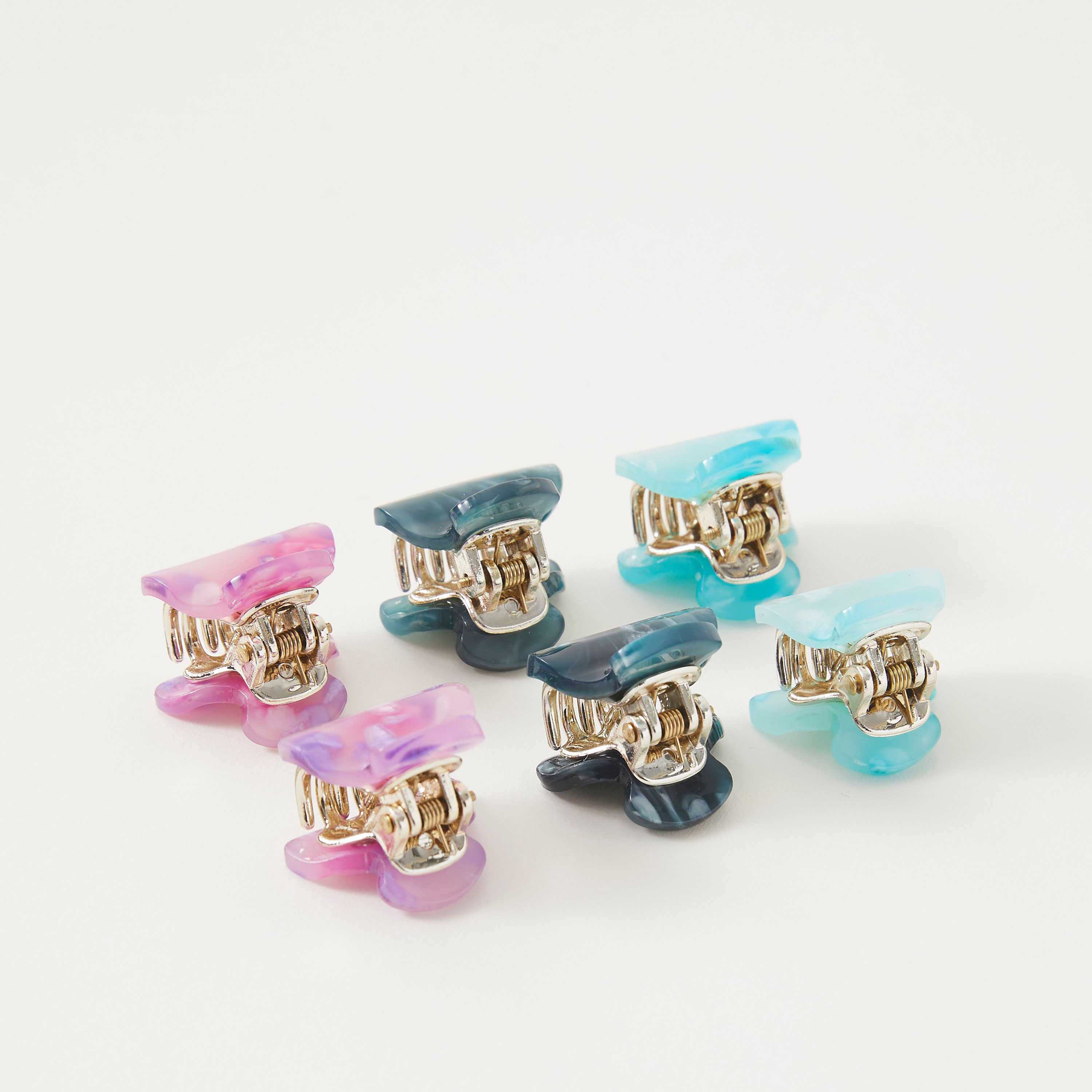 مشابك شعر بتصميم نصف دائرة وطبعات رخامية - طقم من قطعتين-women-hairaccessories-clamps-image-2
