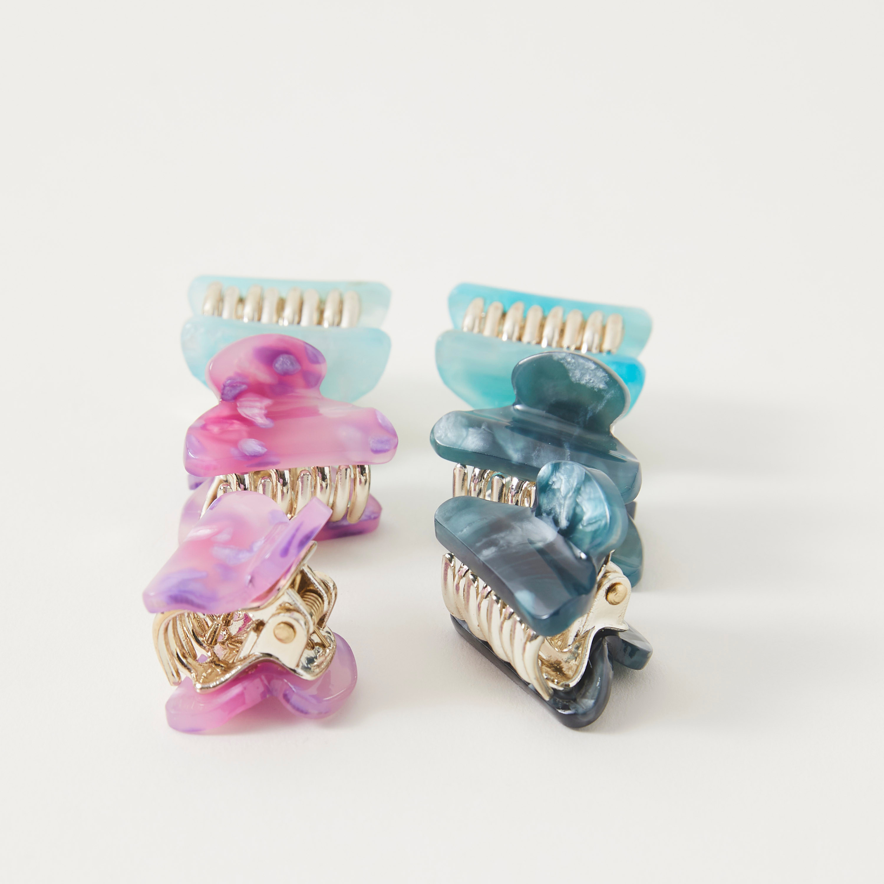 مشابك شعر بتصميم نصف دائرة وطبعات رخامية - طقم من قطعتين-women-hairaccessories-clamps-image-3