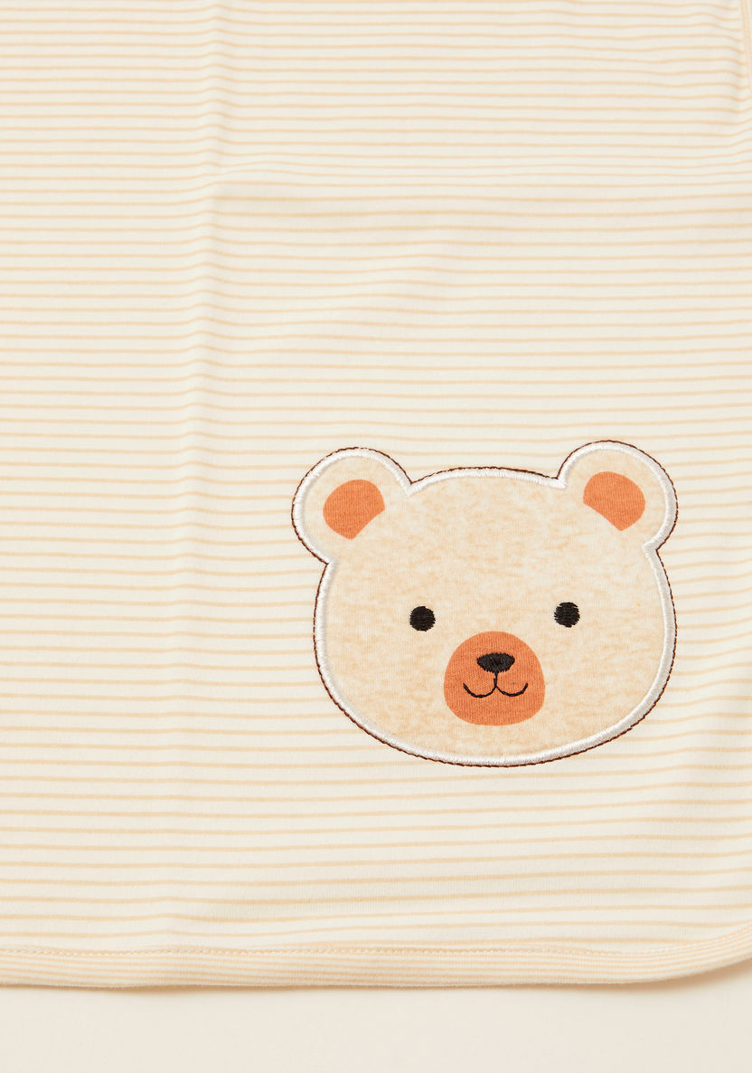 Juniors Striped Receiving Blanket with Bear Embroidery - 75x100 cms-Receiving Blankets-image-1