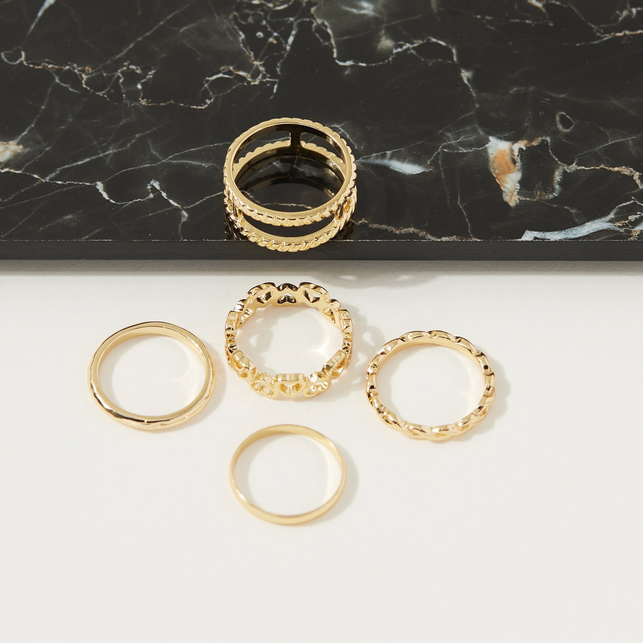 Metallic Gold Finger Ring - Set of 5-women-watchesandjewellery-jewellery-rings-image-2