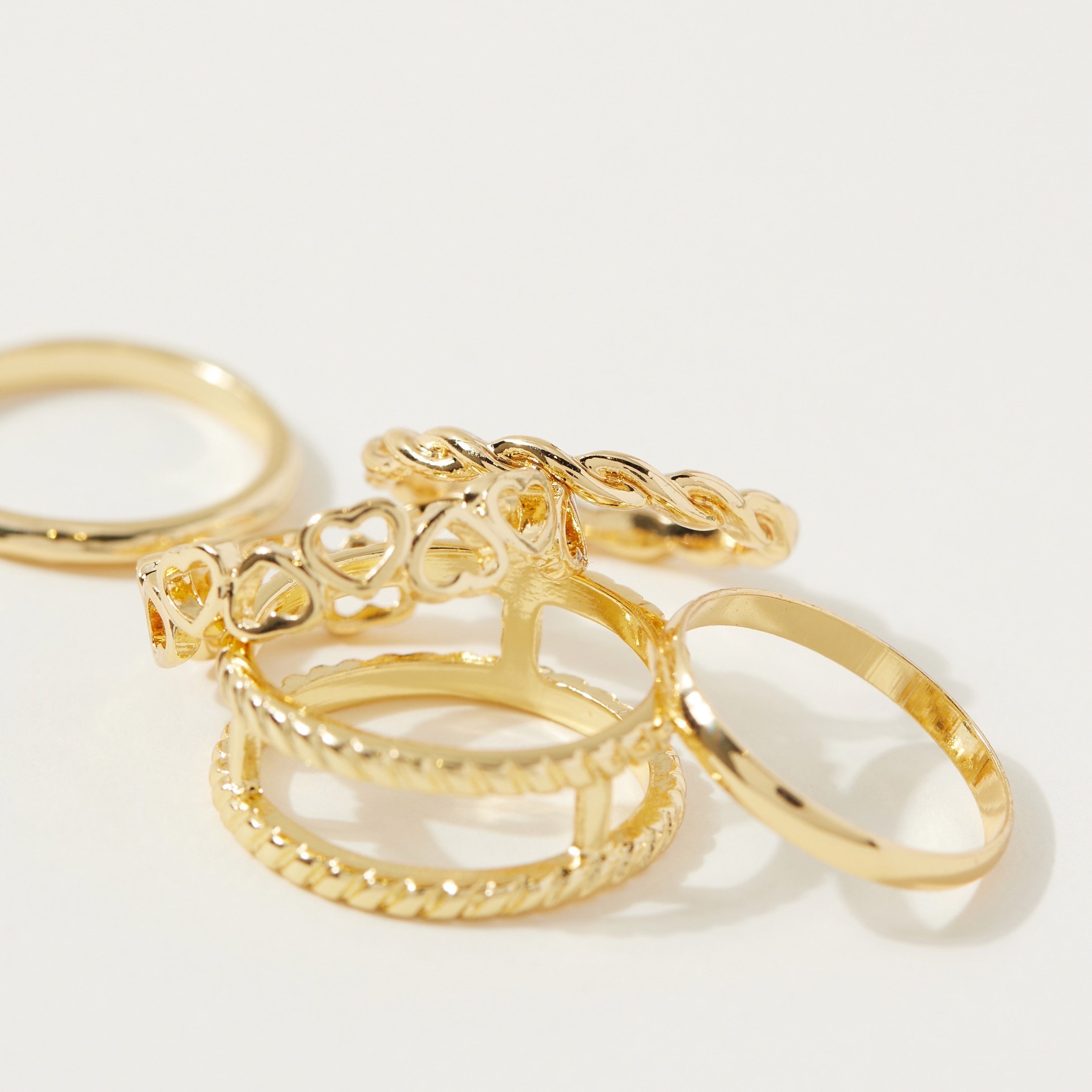 Metallic Gold Finger Ring - Set of 5-women-watchesandjewellery-jewellery-rings-image-3