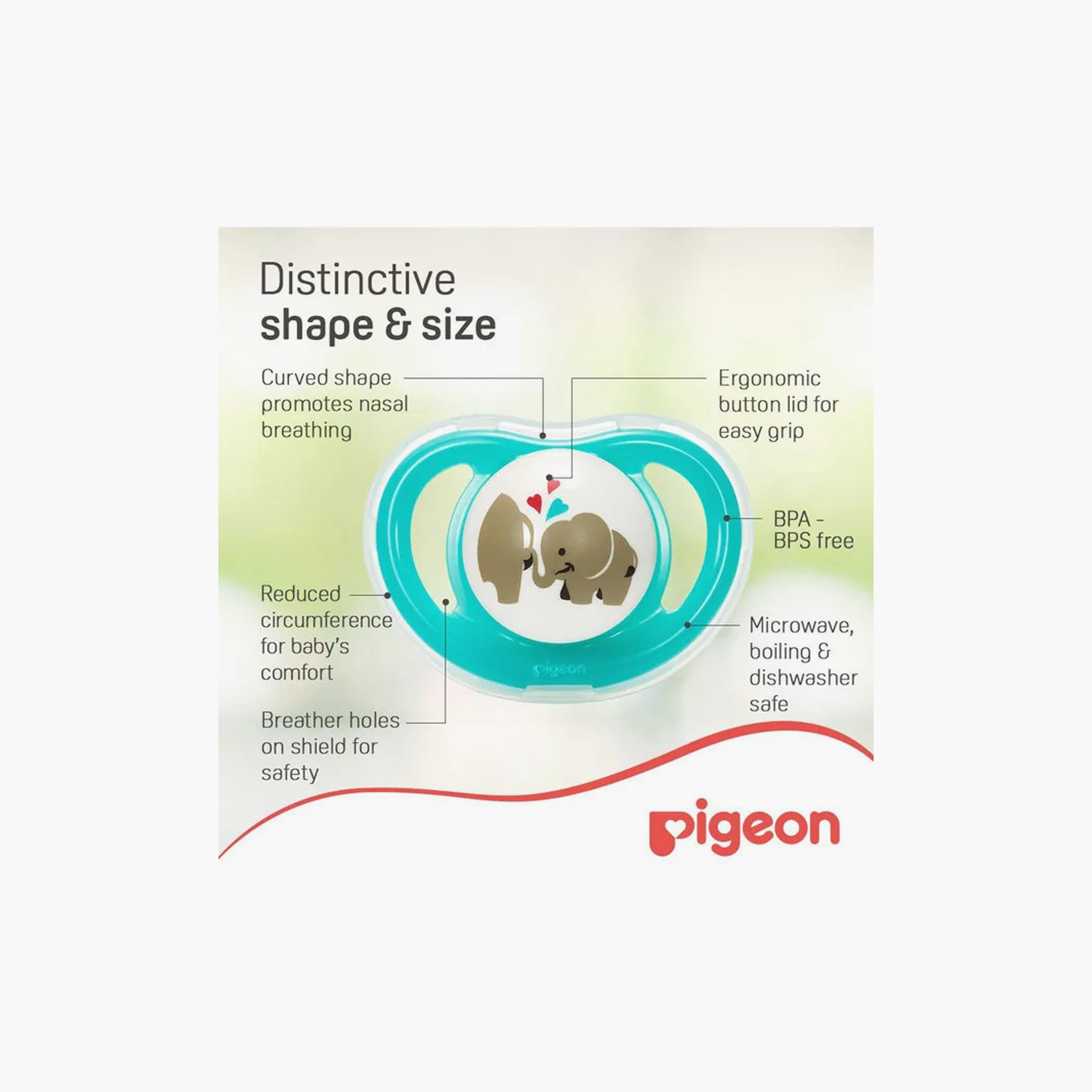 Pack of 2 Pigeon Baby Pacifier with Orthodontic Nipple Support, 6 months+-baby-feeding-pacifiers-image-6
