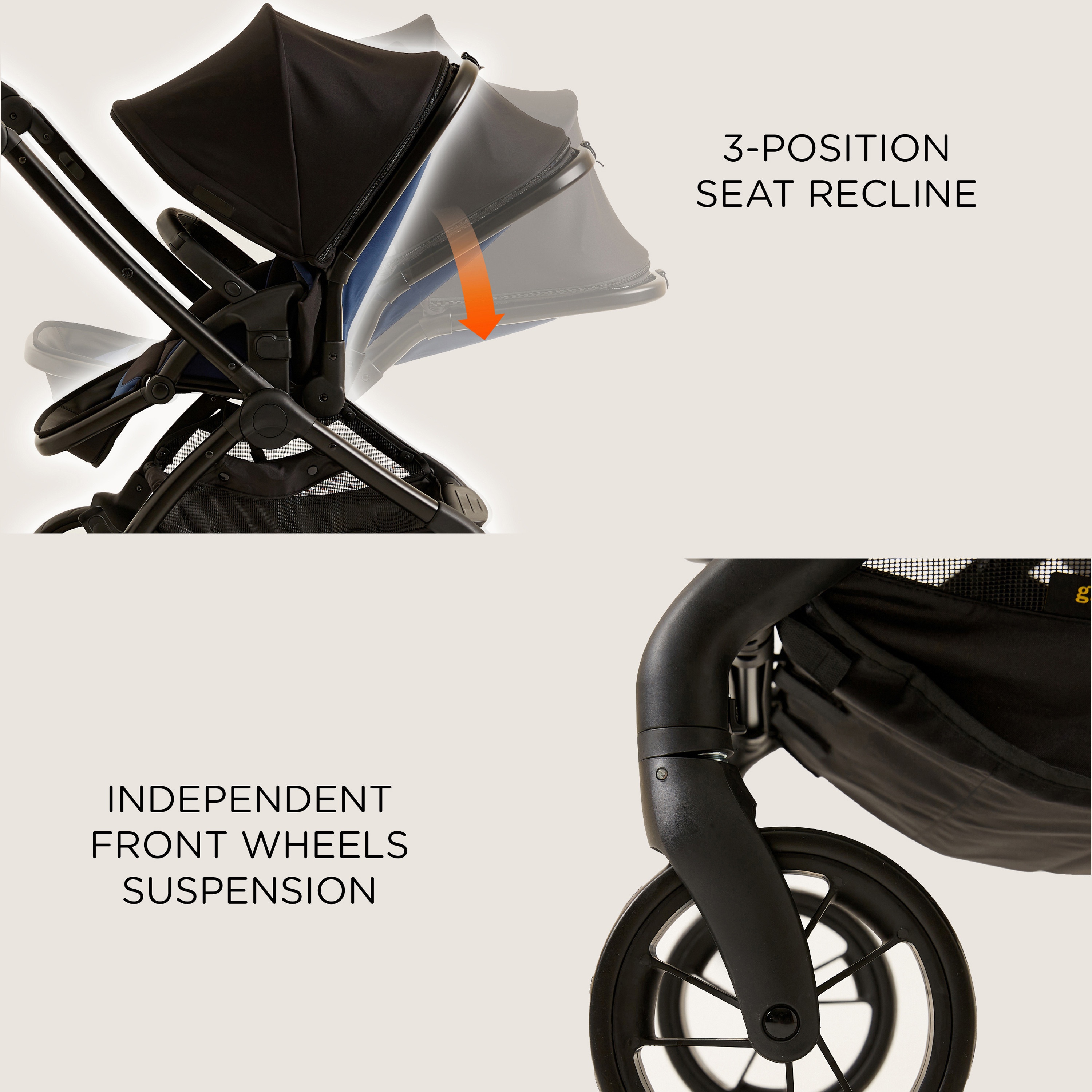 Giggles Blue and Black Casual Stroller with 3 Position Backrest Adjustment (Upto 3 years) -baby-gear-strollersandprams-strollers-image-10