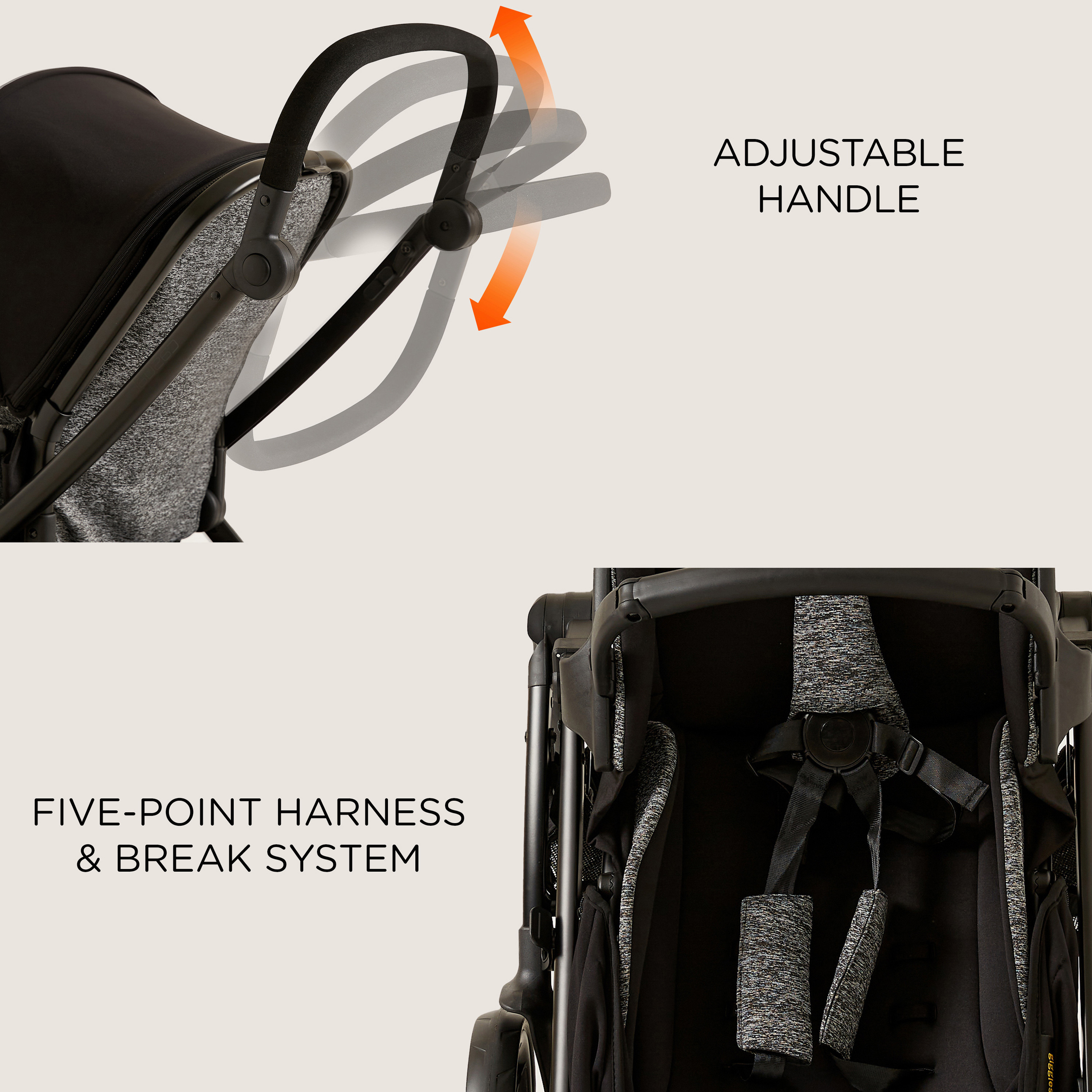 Giggles Grey and Black Casual Stroller with 3 Position Backrest Adjustment (Upto 3 years) -baby-gear-strollersandprams-strollers-image-11