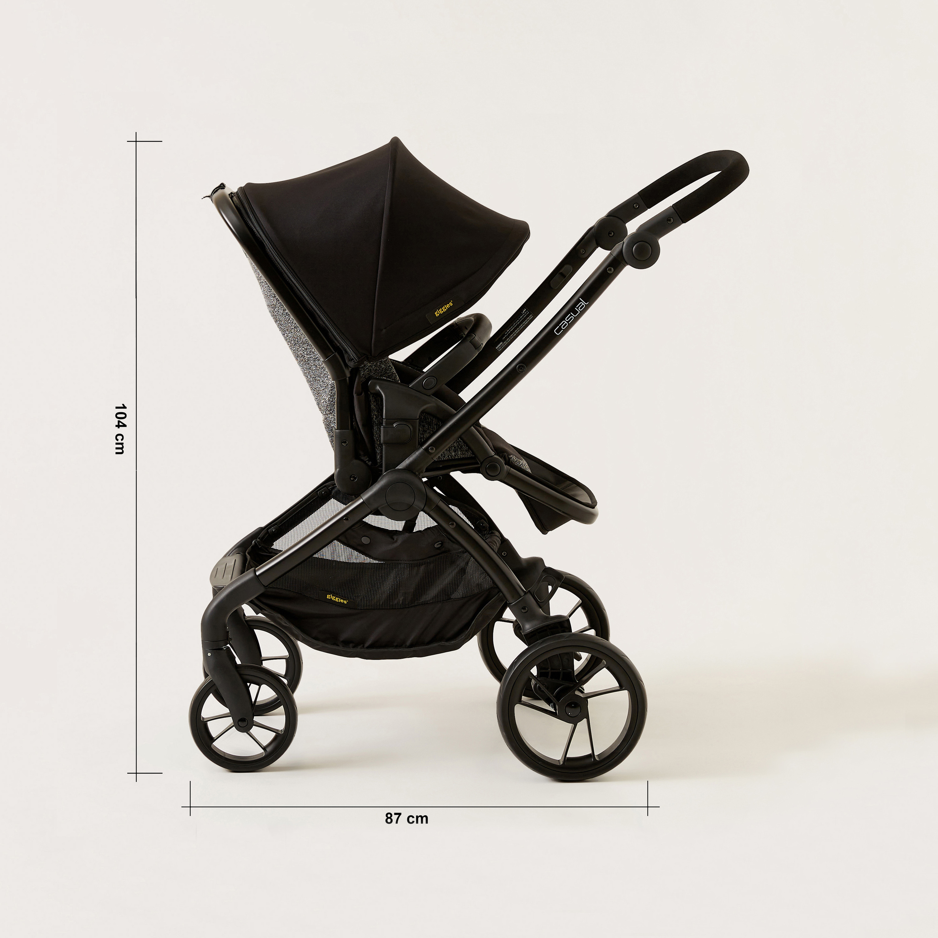 Giggles Grey and Black Casual Stroller with 3 Position Backrest Adjustment (Upto 3 years) -baby-gear-strollersandprams-strollers-image-13