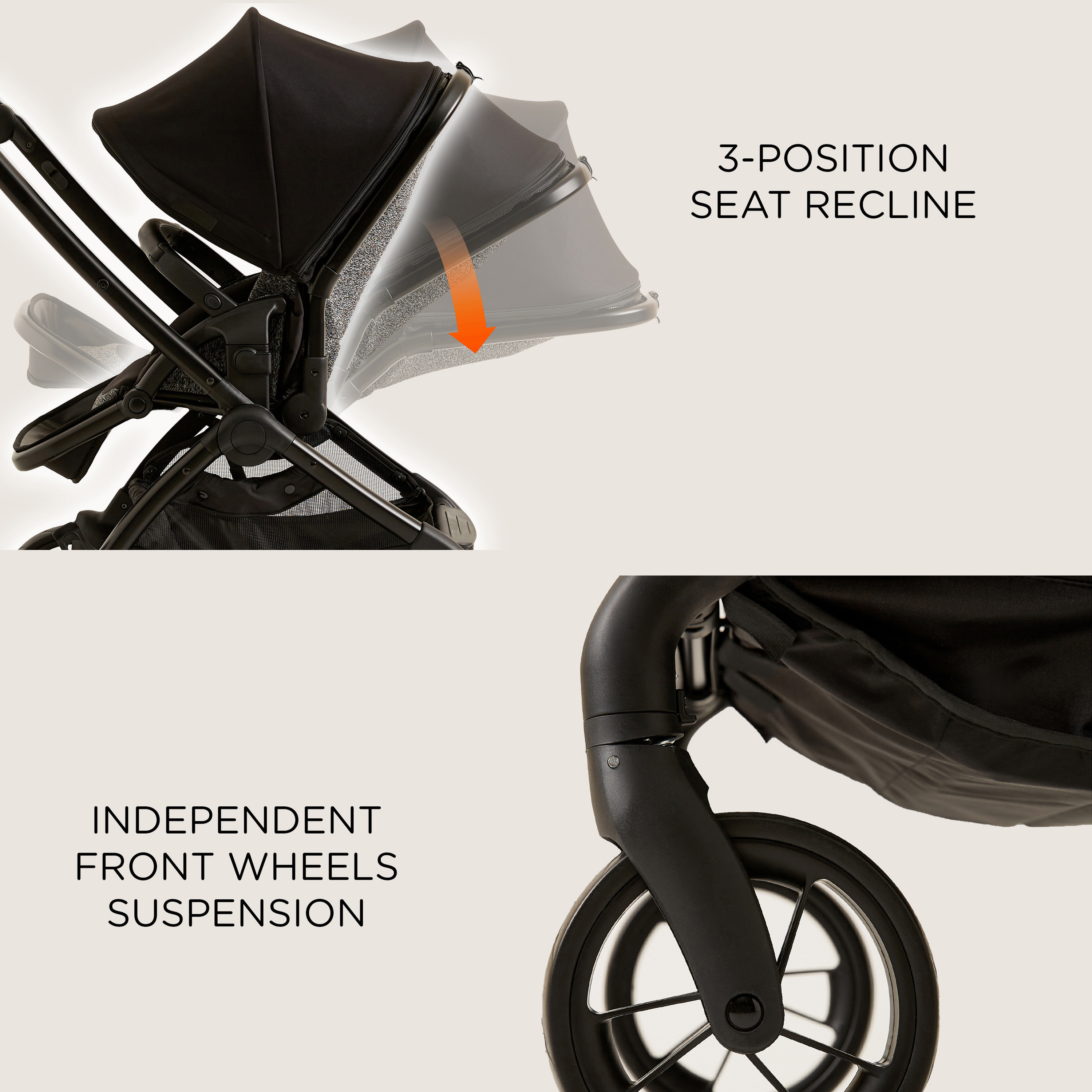 Giggles Grey and Black Casual Stroller with 3 Position Backrest Adjustment (Upto 3 years) -baby-gear-strollersandprams-strollers-image-9
