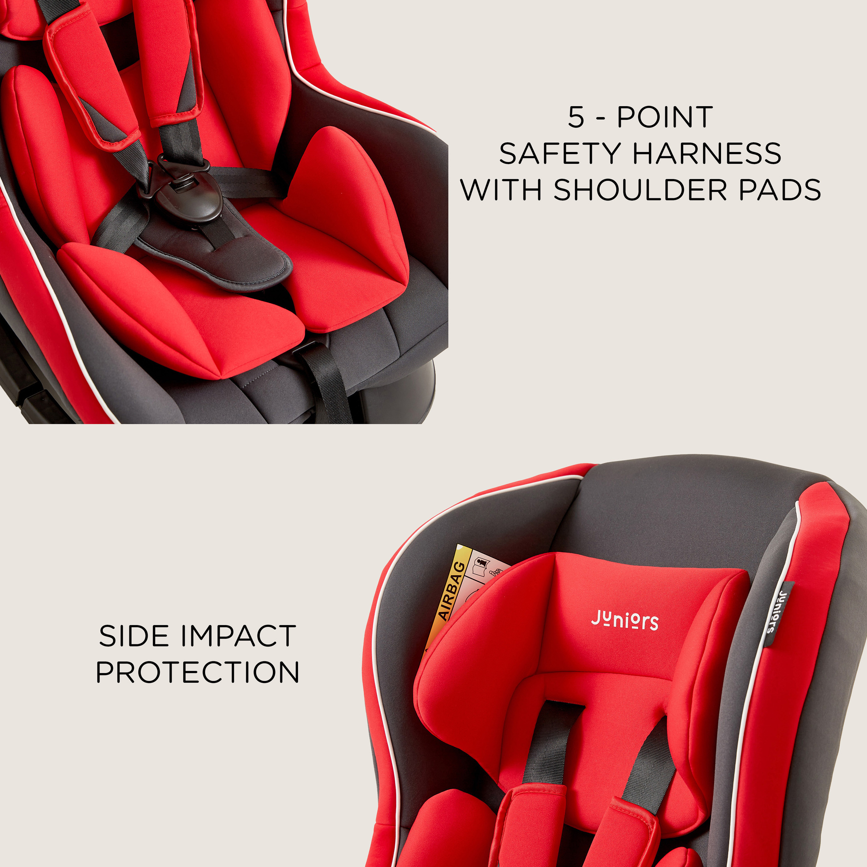 مقعد سيارة للأطفال من جونيورز تشالنجر - أحمر (حتى 4 سنوات)-baby-gear-carseats-image-5