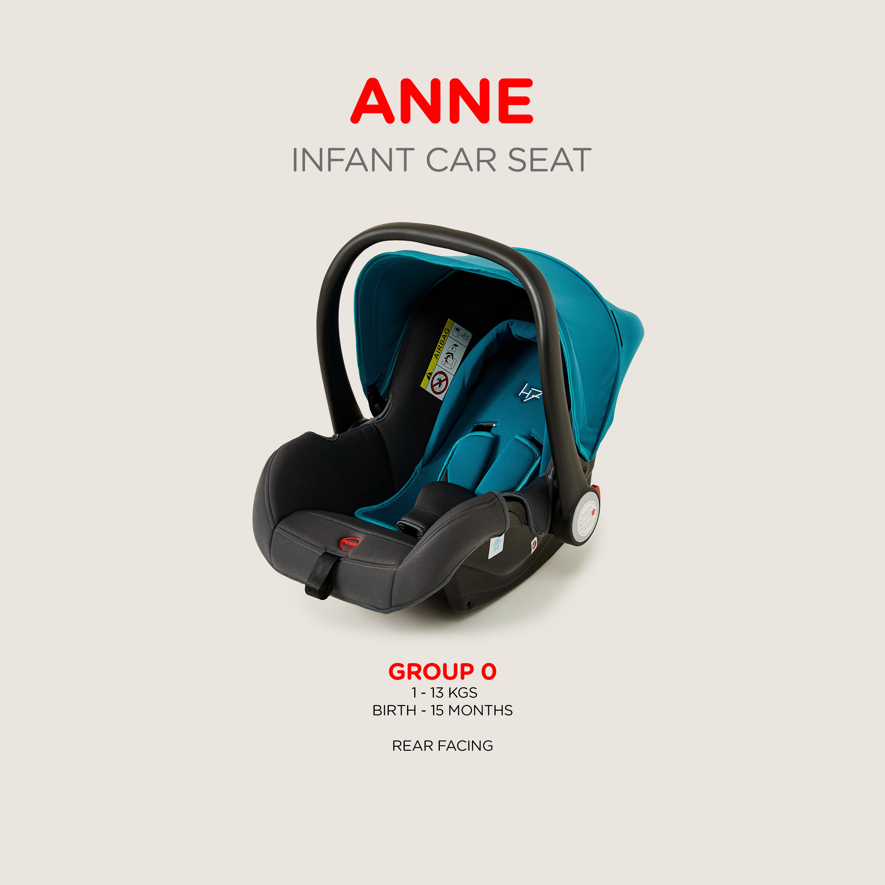 Juniors Anne Infant Car Seat - Black/Teal (Up to 1 year)-baby-gear-carseats-image-7