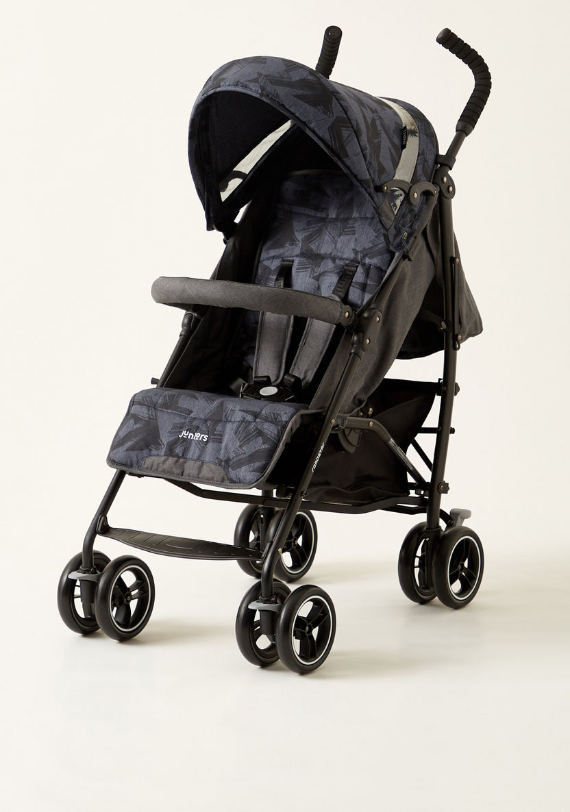 Juniors Roadstar Jigsaw Denim Navy Stone Baby Buggy with Multi-Position Reclining Seat-Buggies-image-0