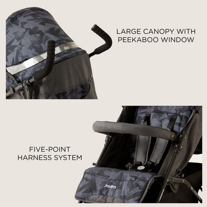 Juniors Roadstar Jigsaw Denim Navy Stone Baby Buggy with Multi-Position Reclining Seat