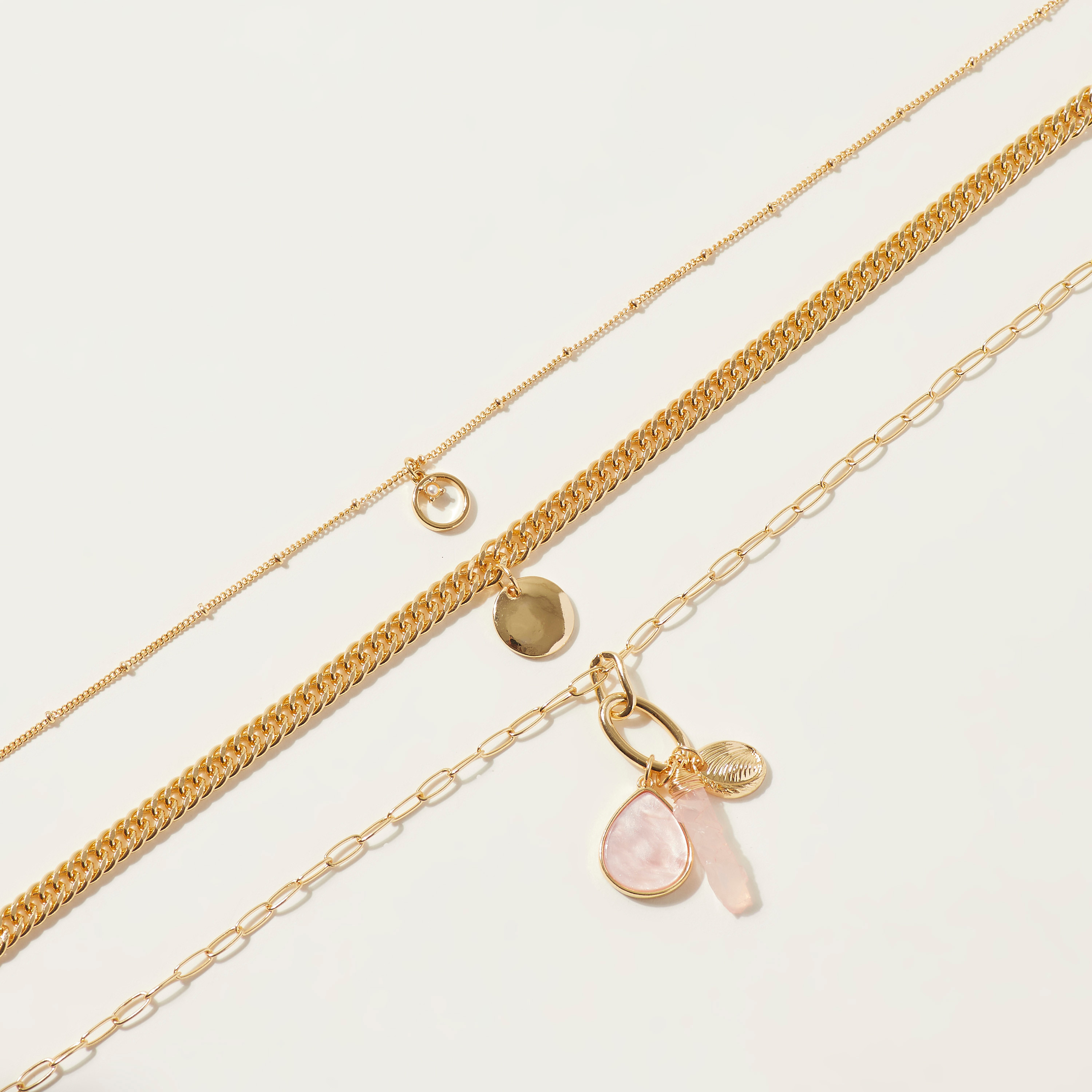Metallic Gold Necklace with Pendant - Set of 3-women-watchesandjewellery-jewellery-necklacesandpendants-image-4