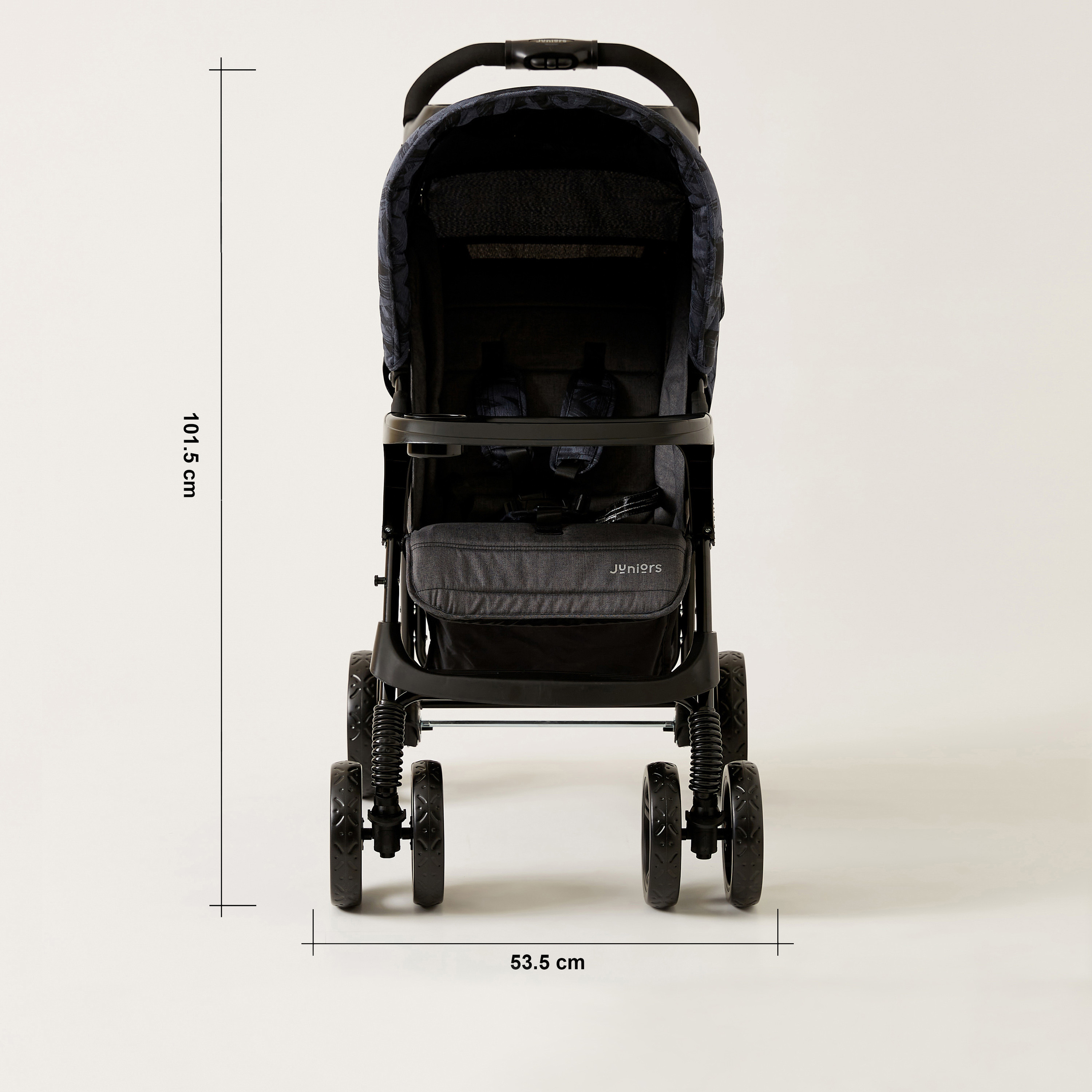 Juniors Jazz Black Jigsaw Denim Navy Stone Baby Stroller with Protective Sun Canopy (Upto 3 years)-baby-gear-strollersandprams-strollers-image-10