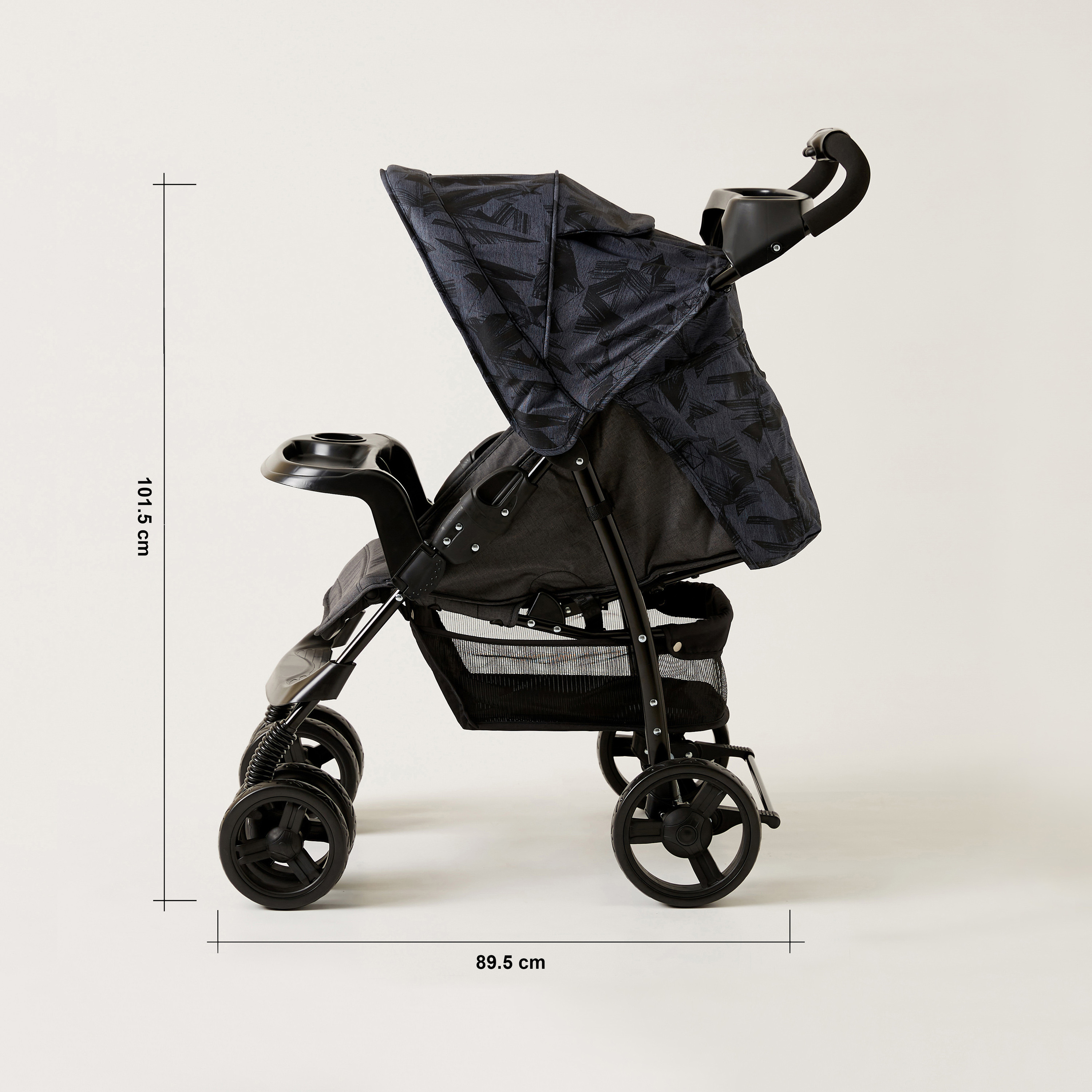 Juniors Jazz Black Jigsaw Denim Navy Stone Baby Stroller with Protective Sun Canopy (Upto 3 years)-baby-gear-strollersandprams-strollers-image-11