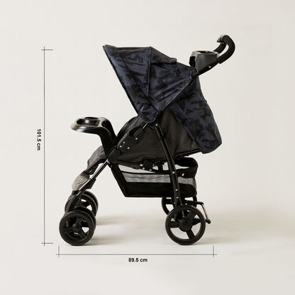 Juniors Jazz Black Jigsaw Denim Navy Stone Baby Stroller with Protective Sun Canopy (Upto 3 years)