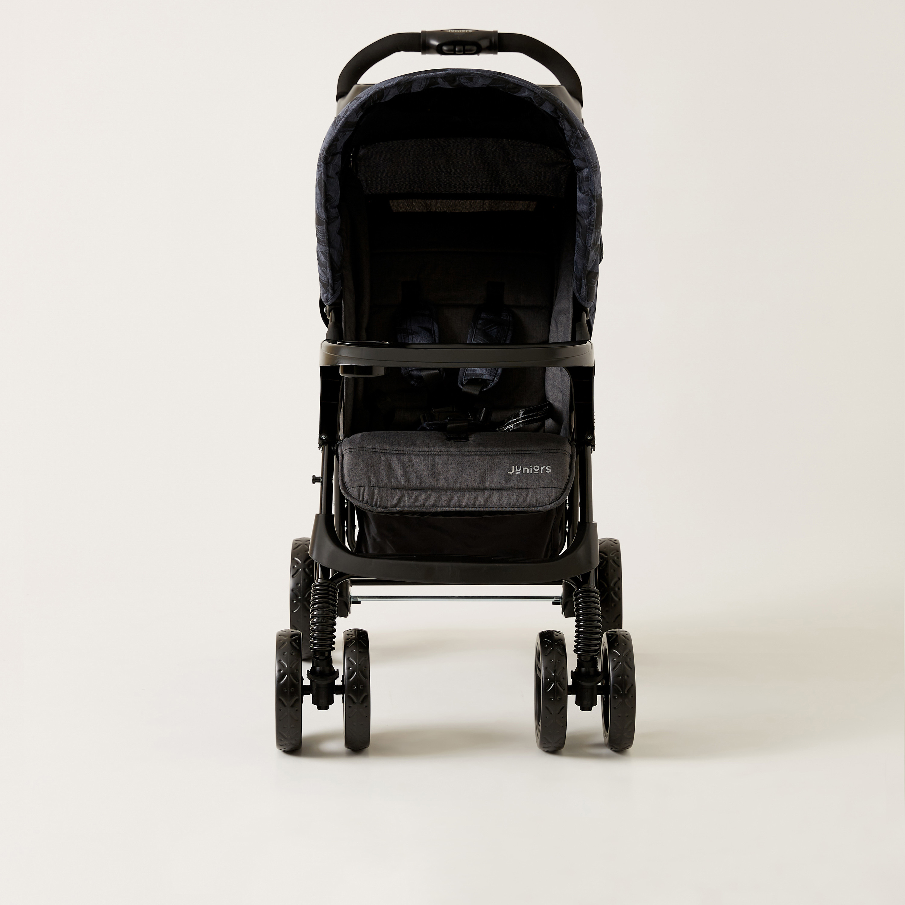 Juniors Jazz Black Jigsaw Denim Navy Stone Baby Stroller with Protective Sun Canopy (Upto 3 years)-baby-gear-strollersandprams-strollers-image-2
