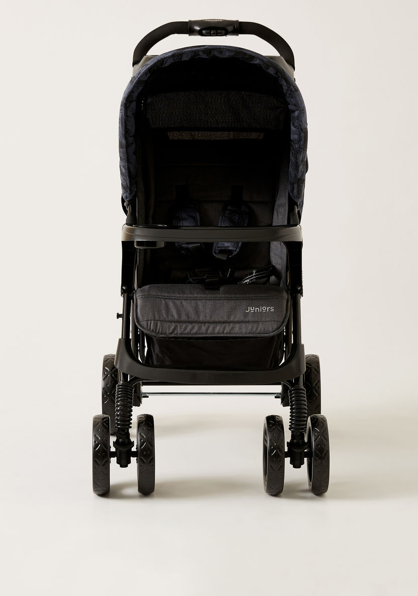 Juniors Jazz Black Jigsaw Denim Navy Stone Baby Stroller with Protective Sun Canopy (Upto 3 years)-Strollers-image-1