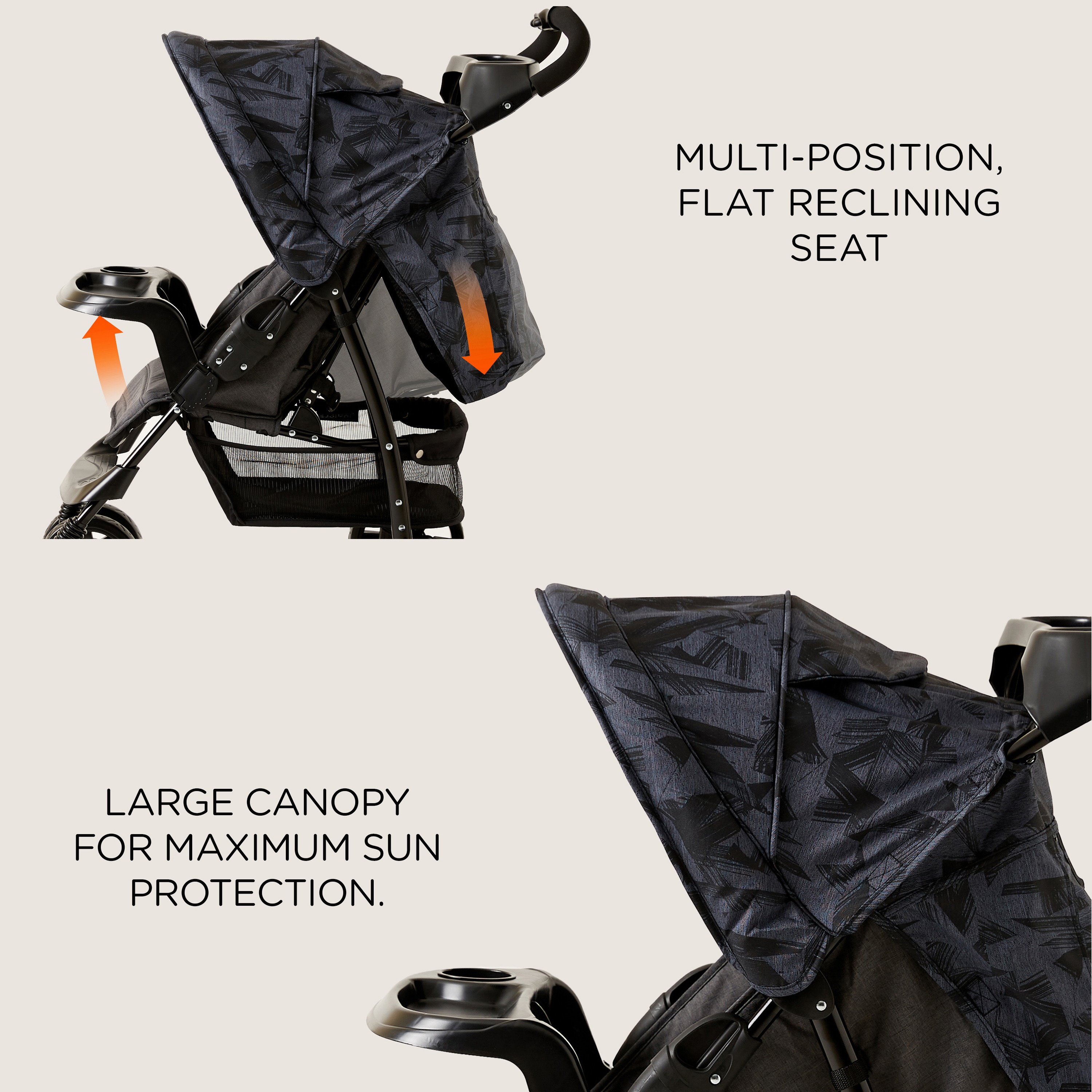 Juniors Jazz Black Jigsaw Denim Navy Stone Baby Stroller with Protective Sun Canopy (Upto 3 years)-baby-gear-strollersandprams-strollers-image-8