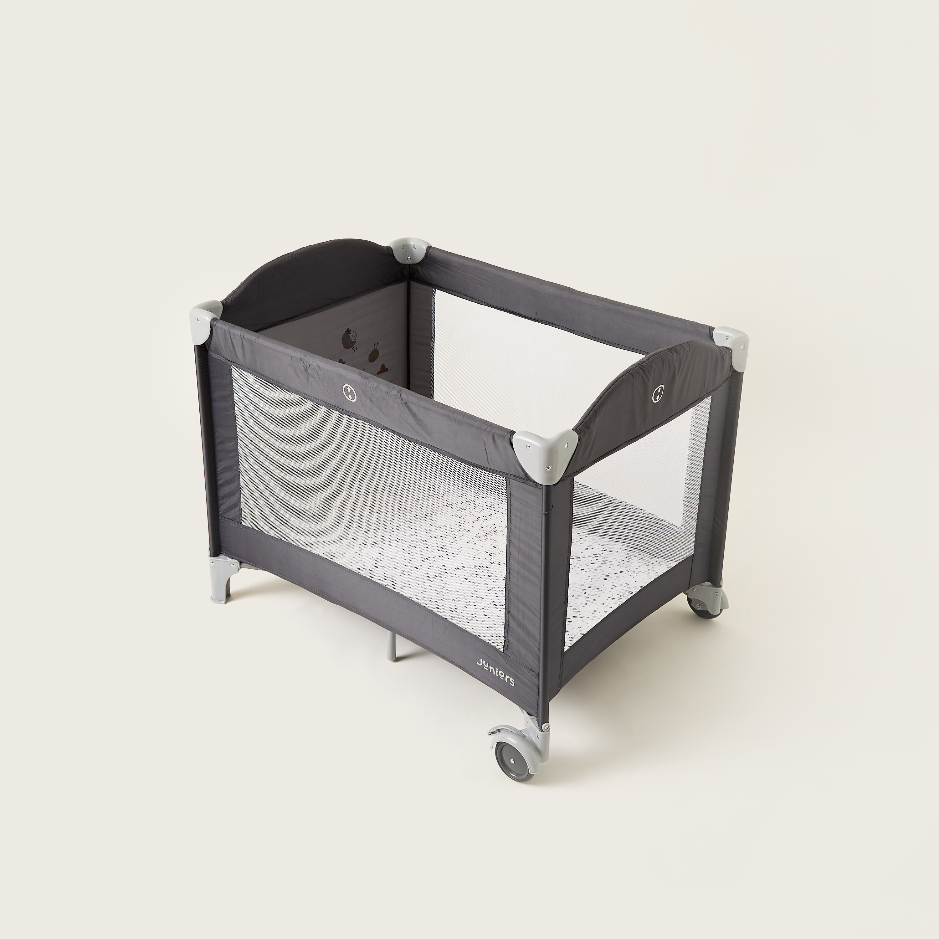 Juniors Tyson UV Grey Foldable Travel Cot with Changer Upto 3 years