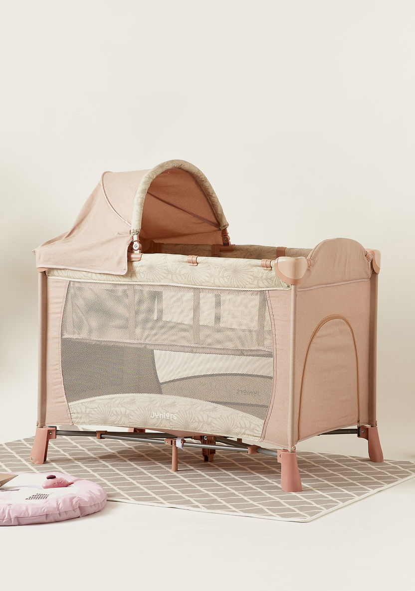 Juniors Devon Beige Compact Travel Cot with Sun Canopy (Upto 3 years)-Travel Cots-image-0