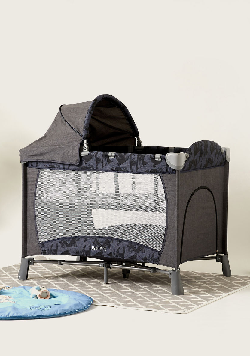 Juniors Devon Black Foldable Travel Cot with Sun Canopy (Upto 3 years)-Travel Cots-image-0
