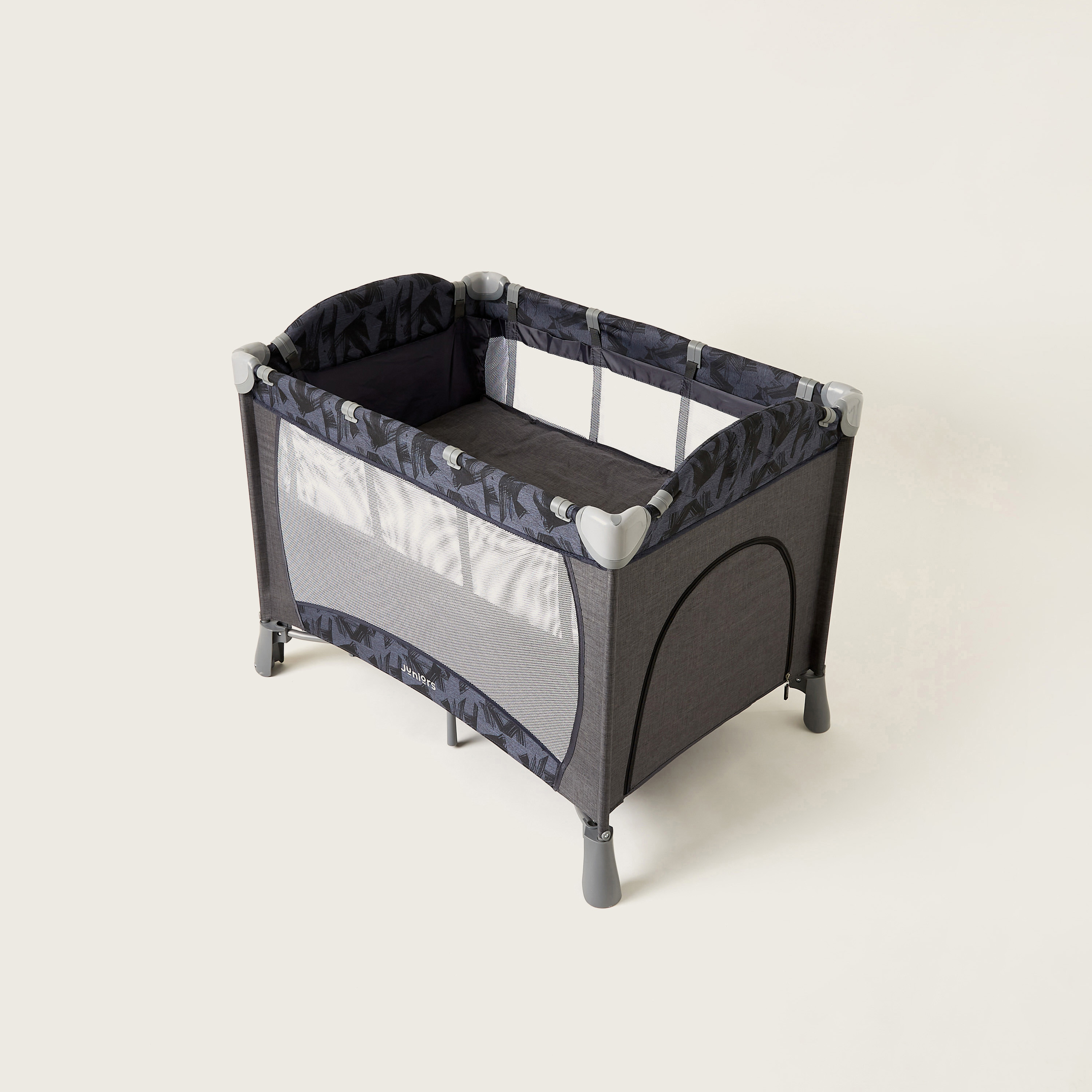 Juniors Devon Black Foldable Travel Cot with Sun Canopy (Upto 3 years)-baby-nursery-furniture-cribsandbeds-travelcots-image-5