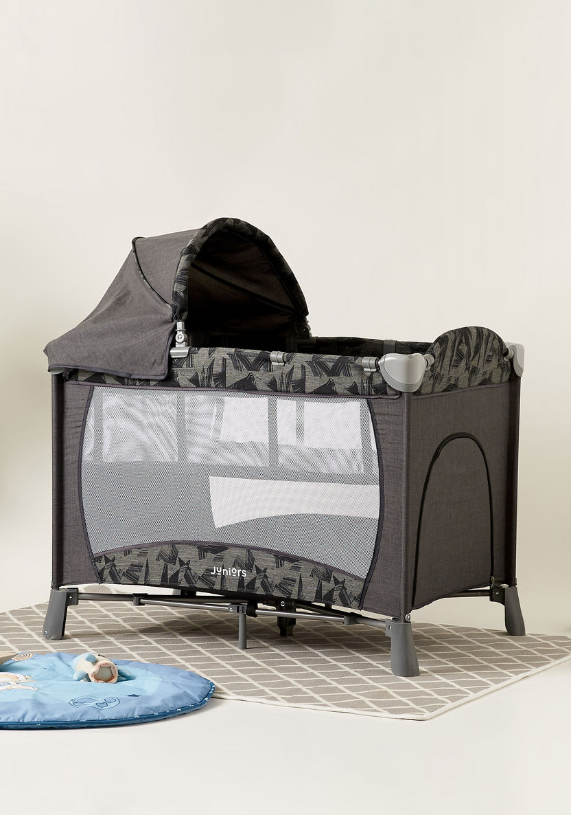 Juniors Devon Grey Foldable Travel Cot with Sun Canopy (Upto 3 years)-Travel Cots-image-0