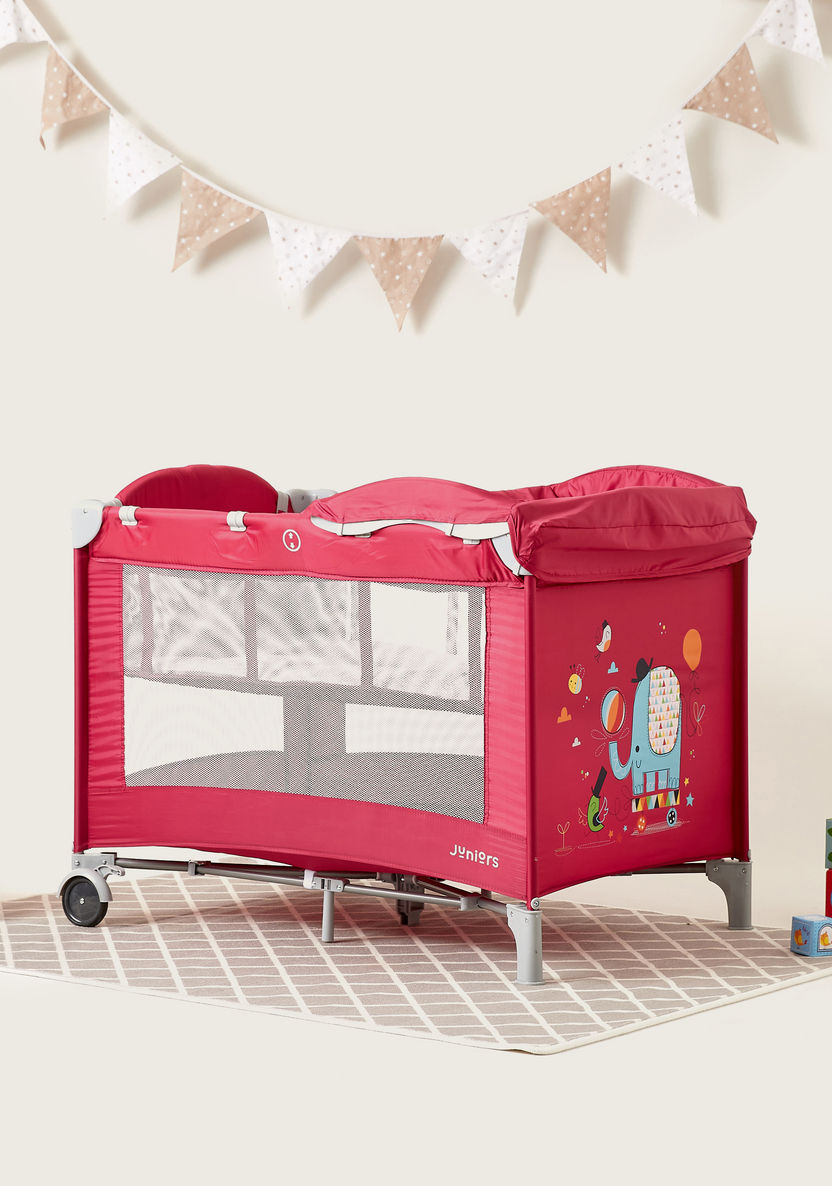 Juniors Tyson UV Violet Travel cot with Changer and Sun Canopy (Upto 3 years)-Travel Cots-image-0