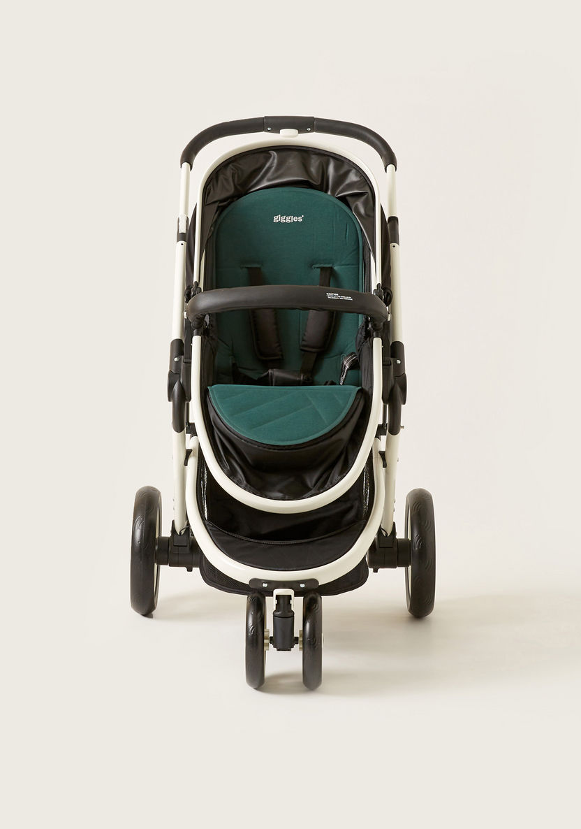 Giggles Nio Green and Black Fountain Stroller Cum Bassinet with Canopy (Upto 3 years) -Strollers-image-1