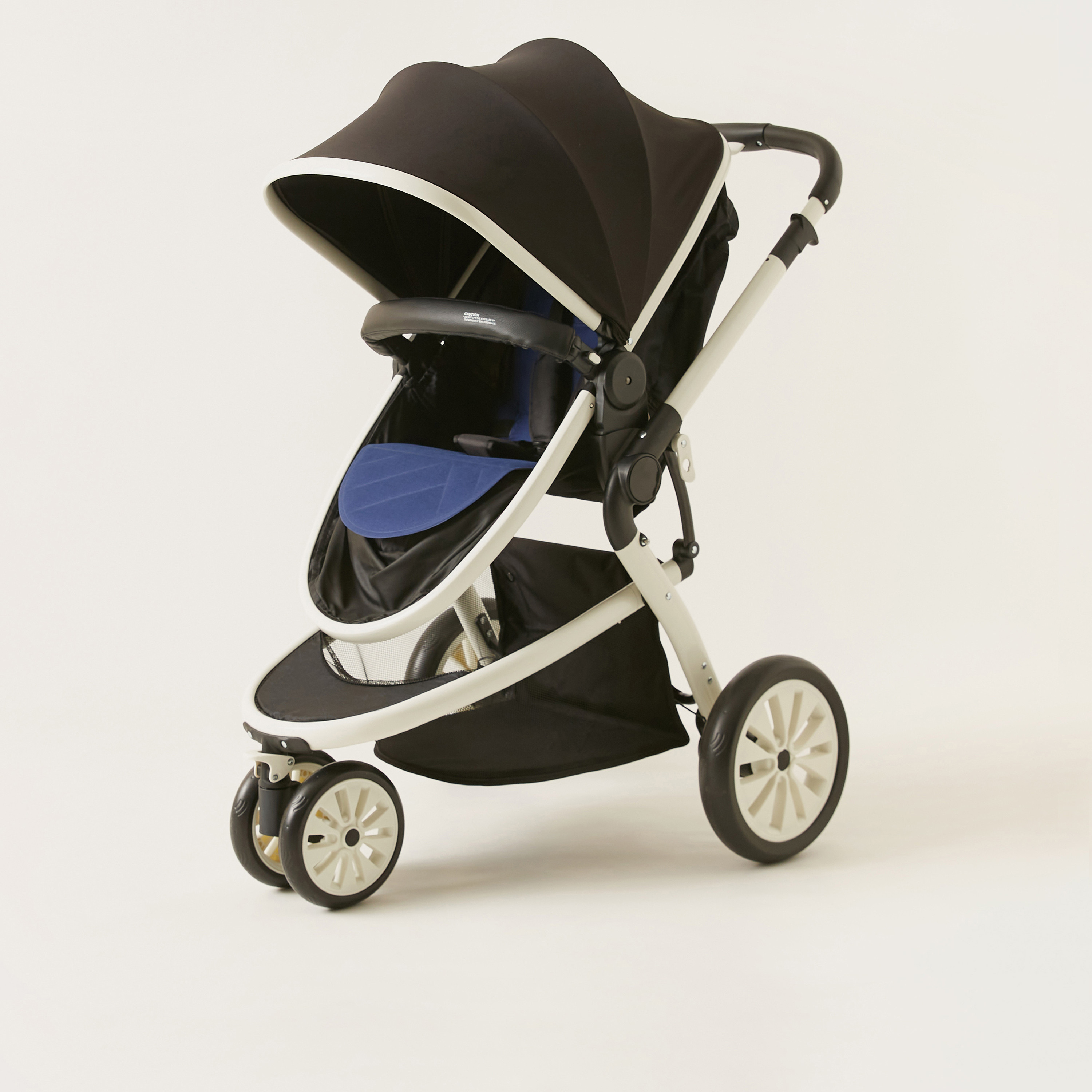 Giggles Nio Blue and Black Fountain Stroller Cum Bassinet with Canopy Upto 3 years