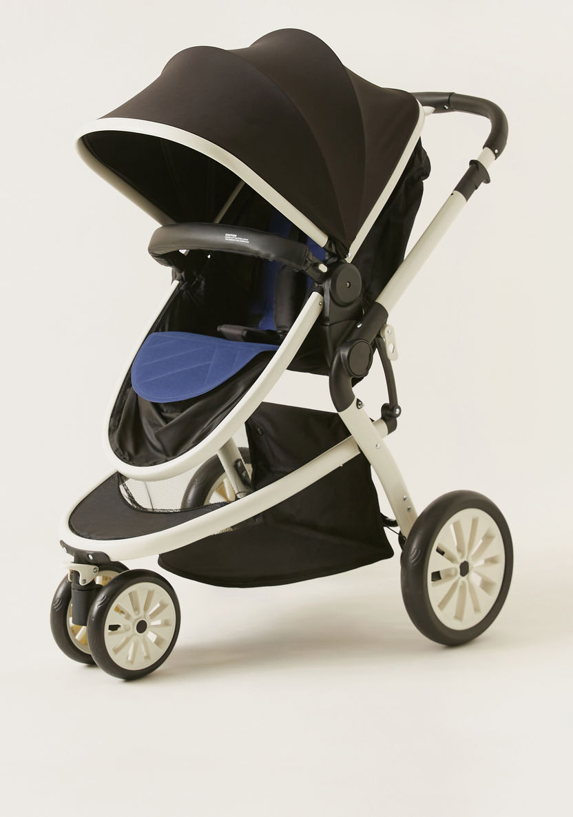 Giggles Nio Blue and Black Fountain Stroller Cum Bassinet with Canopy (Upto 3 years) -Strollers-image-0
