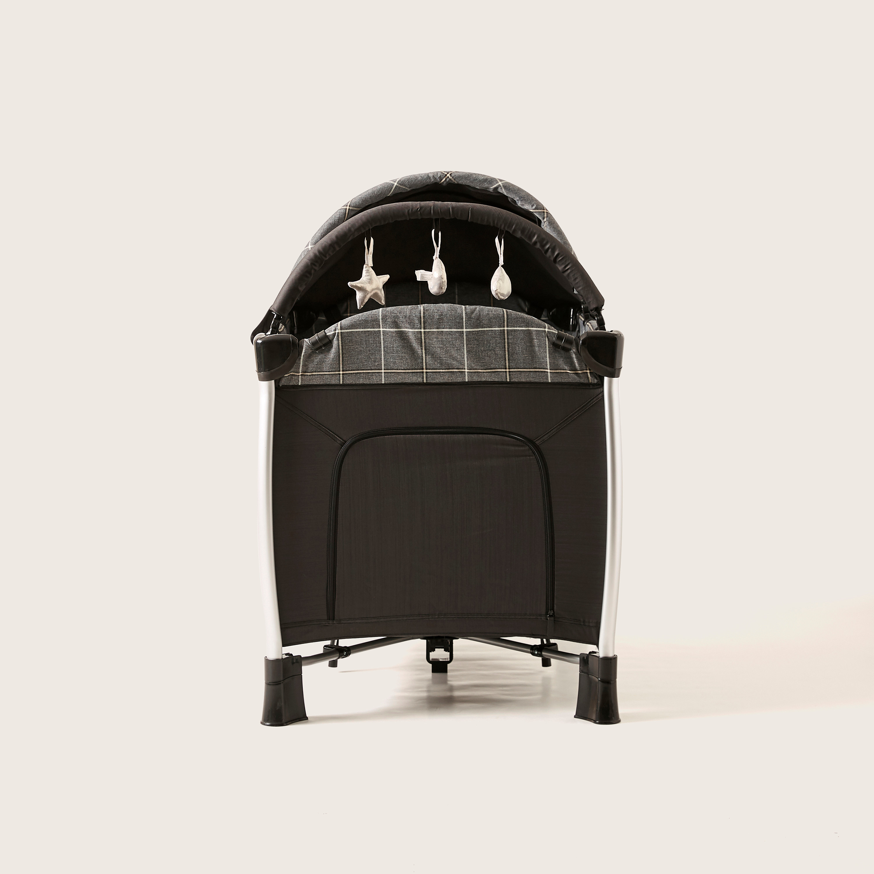 Giggles Bedford Black Travel Cot with Canopy and Attached Play Toys (Upto 3 years)-baby-nursery-furniture-cribsandbeds-travelcots-image-5