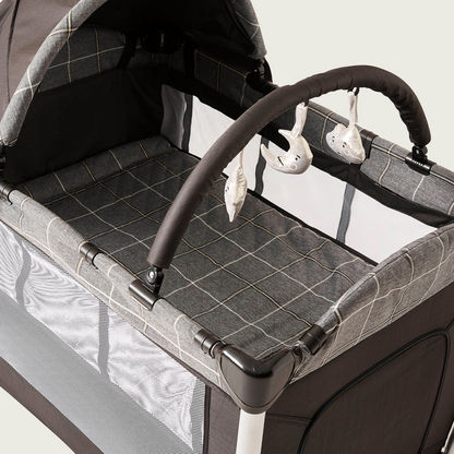 Giggles Bedford Black Travel Cot with Canopy and Attached Play Toys (Upto 3 years)