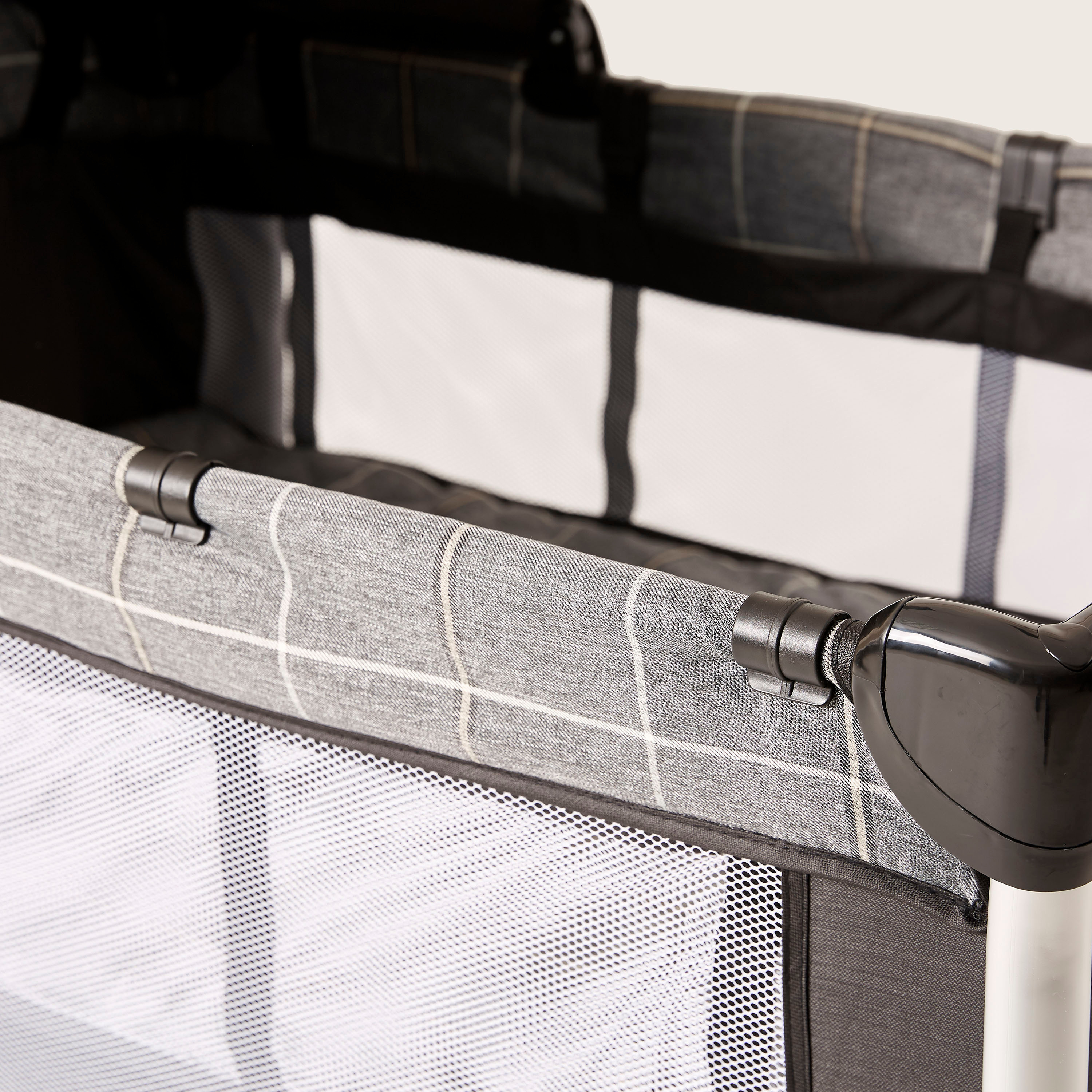 Giggles Bedford Black Travel Cot with Canopy and Attached Play Toys (Upto 3 years)-baby-nursery-furniture-cribsandbeds-travelcots-image-8