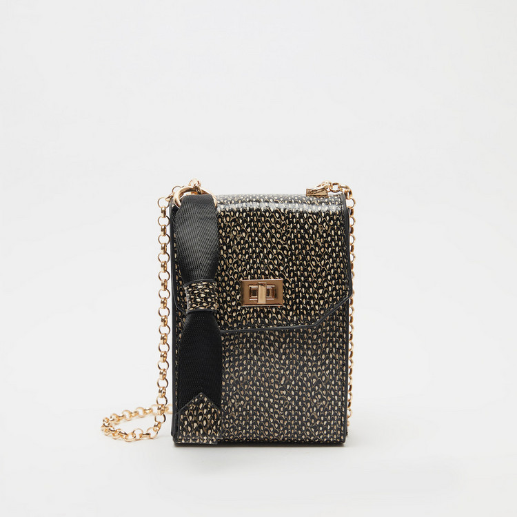 Celeste Animal Print Crossbody Bag with Chain Strap and Flap Closure