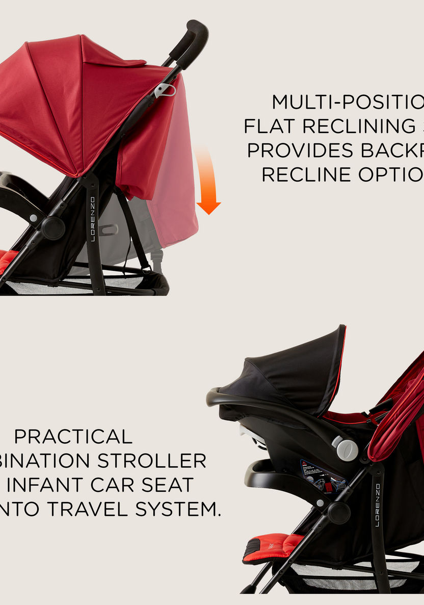 Juniors Lorenzo Red Stroller with Car Seat Travel System (Upto 3 years) -Modular Travel Systems-image-12