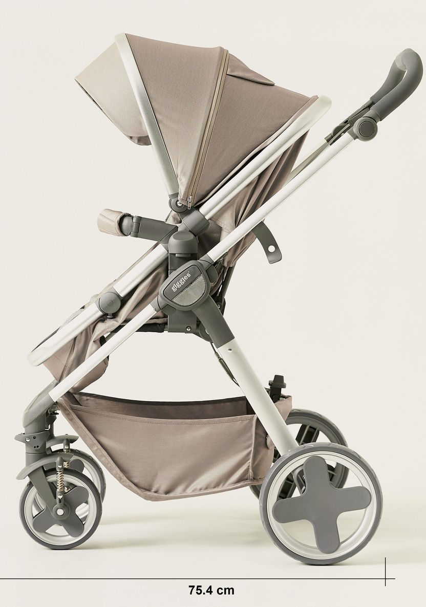 Giggles Tulip Khaki Convertible Stroller Cum Bassinet with 3 Position Reclining Seat (Upto 3 years) -Strollers-image-15