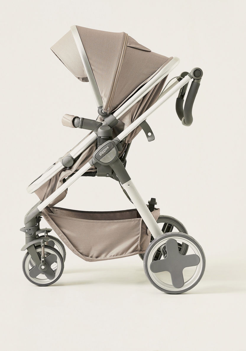 Giggles Tulip Khaki Convertible Stroller Cum Bassinet with 3 Position Reclining Seat (Upto 3 years) -Strollers-image-7